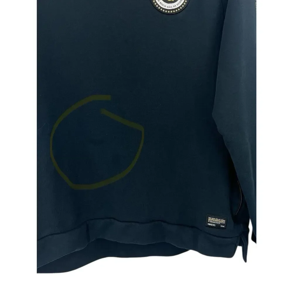 Men’s Nike Vintage Sweatshirt Large Black Football Club Pullover Zipper Crewneck